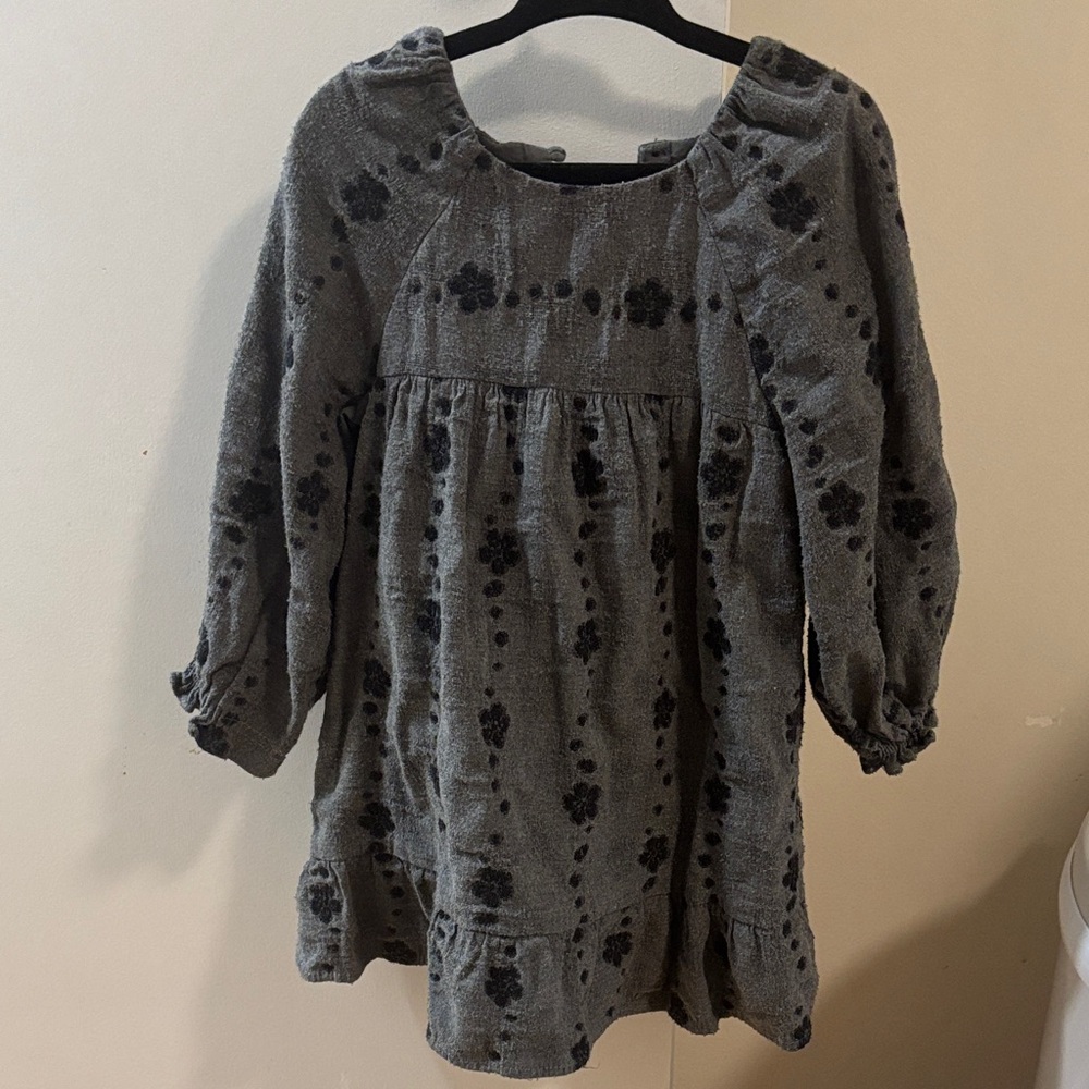 Zara Gray Floral Kids Dress